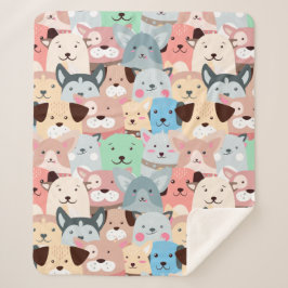 マルチドッグカラフルデザインシェルパブランケット シェルパブランケット