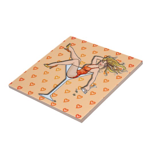 マルチニガラスのコースタータイルにピンアップの女の子 タイル (側面)