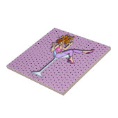 マルチニガラス(赤)コースタータイルにピンアップ女の子 タイル (側面)