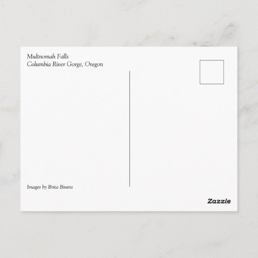 マルチノ滝、コロンビアリバーゲージ、オレゴン州ポスト ポストカード (裏面)