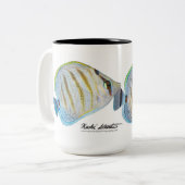 マルチバンドのButterflyfish、Chaetodonのmulticinctus ツートーンマグカップ (正面左)