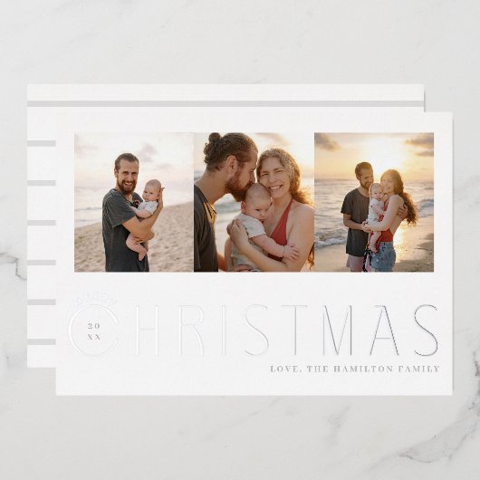 マルチフォトのクリスマスカード 箔シーズンカード (正面/裏面)