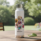 マルチフォトコラージュ モダンな名前のカスタマイズ ウォーターボトル