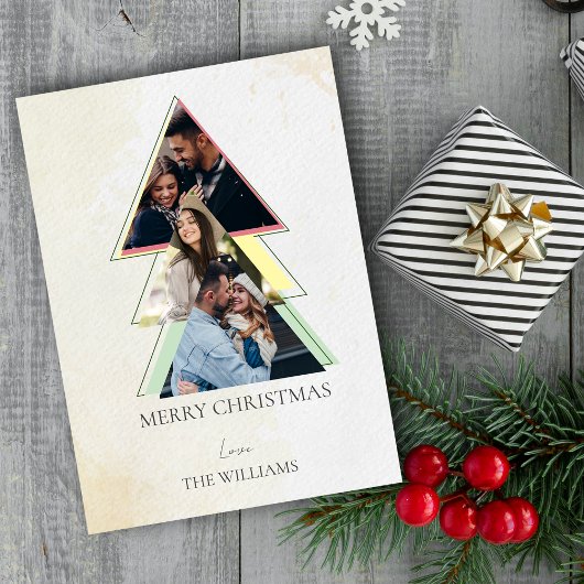 マルチフォトツリーメリークリスマスホリデーカード