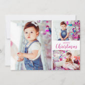 マルチフォトピンクのメリークリスマス シーズンカード (正面)