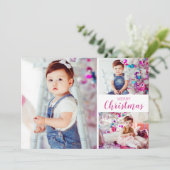 マルチフォトピンクのメリークリスマス シーズンカード (スタンド正面)
