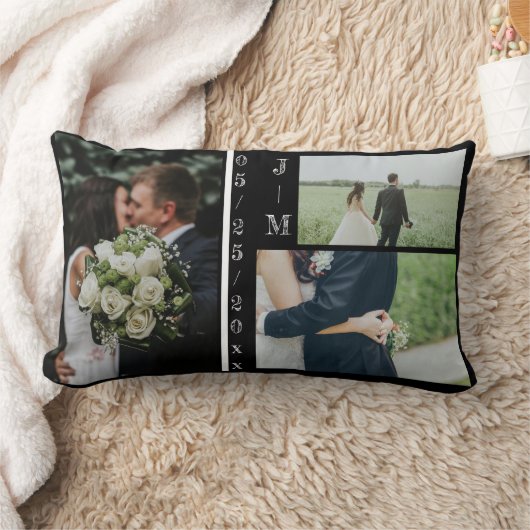 マルチフォトモノグラム ウェディング ファミリー ギフト ピロー (ブランケット)