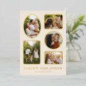 マルチフォト クラシック ゴールド フレーム ホリデー フォト カード (立ち正面)