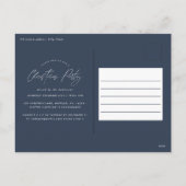 マルチフォト モダン エレガント スクリプト ネイビーブルー パーティー シーズンポストカード (裏面)