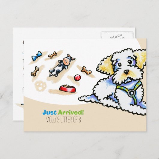 マルチプー雑種新しい子犬の社交性 ポストカード (正面/裏面)