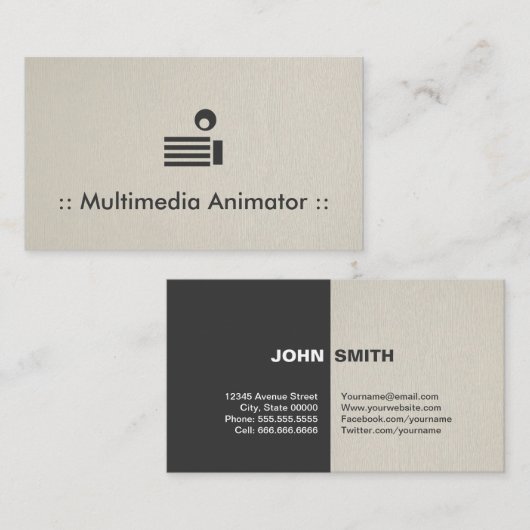 マルチメディアアニメータシンプルーエレガントプロフェッショナル 名刺 (正面/裏面)