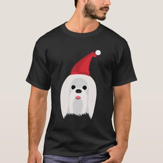マルチーズかわいいクリスマスのプレゼント|犬好き Tシャツ (正面)