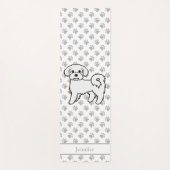 マルチーズかわいい漫画の犬と名前をカスタムする ヨガマット (正面)