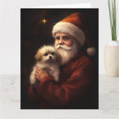 マルチーズとサンタクロースフェスティバルクリスマス カード (正面)