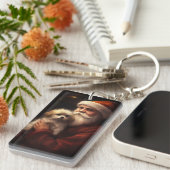 マルチーズとサンタクロースフェスティバルクリスマス キーホルダー (正面右)