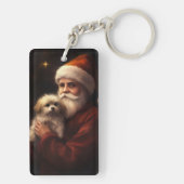 マルチーズとサンタクロースフェスティバルクリスマス キーホルダー (裏面)