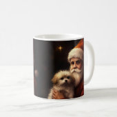 マルチーズとサンタクロースフェスティバルクリスマス コーヒーマグカップ (正面右)