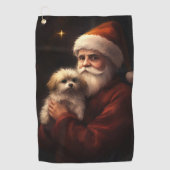 マルチーズとサンタクロースフェスティバルクリスマス ゴルフタオル (正面)