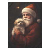 マルチーズとサンタクロースフェスティバルクリスマス テーブルクロス (正面)