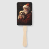 マルチーズとサンタクロースフェスティバルクリスマス ハンドファン (正面)