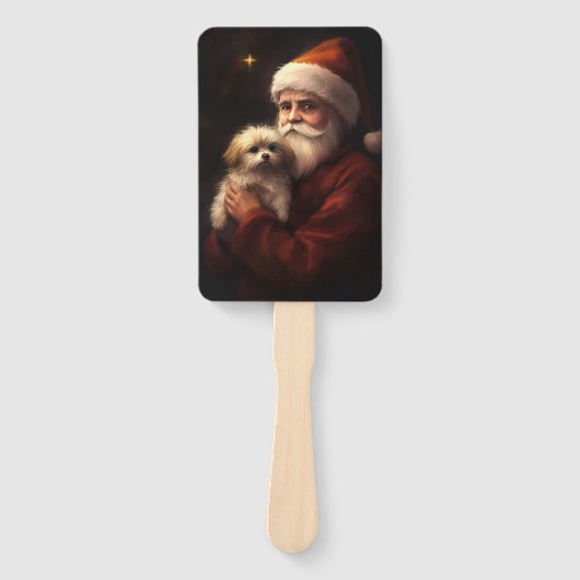 マルチーズとサンタクロースフェスティバルクリスマス ハンドファン