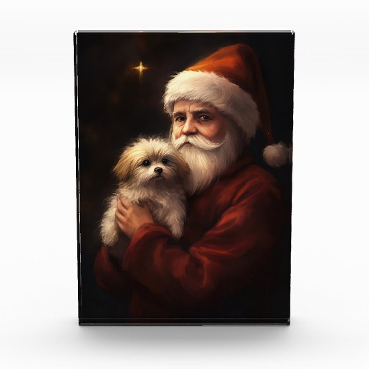 マルチーズとサンタクロースフェスティバルクリスマス フォトブロック (正面)