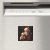 マルチーズとサンタクロースフェスティバルクリスマス マグネット (インサイチュ (食洗機))