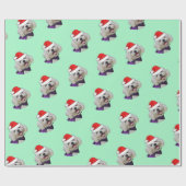 マルチーズとサンタハット ラッピングペーパー (フラット)