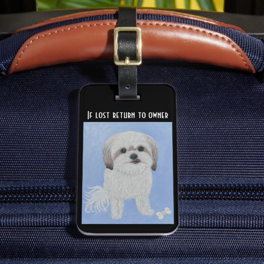 マルチーズとシーツー ミックス犬の荷物タグ ラゲッジタグ (正面インサイチュ2)