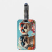 マルチーズとハートバラバレンタインデー ラゲッジタグ (裏面縦)