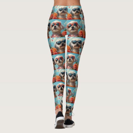 マルチーズとハートバラバレンタインデー レギンス (裏面)