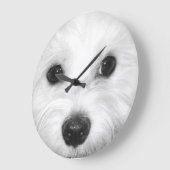 マルチーズと彼魅力的の属性の鼻と目 ラージ壁時計 (傾斜)
