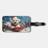 マルチーズのそり犬 雪を降らせて クリスマス ラゲッジタグ (裏面横)