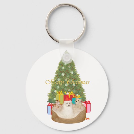 マルチーズのクリスマス キーホルダー (正面)