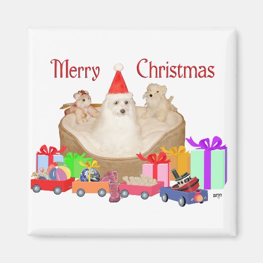 マルチーズのクリスマス マグネット (正面)