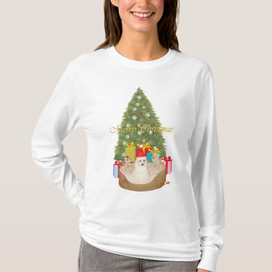 マルチーズのクリスマス Tシャツ (正面)