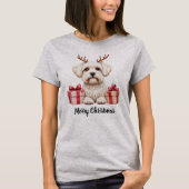マルチーズのトナカイ Tシャツ (正面)