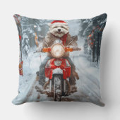 マルチーズのバイククリスマス クッション (正面)