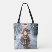 マルチーズのバイククリスマス トートバッグ (裏面)