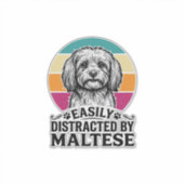 マルチーズのビンテージ犬デザインに惑わされる_1 シール (正面)