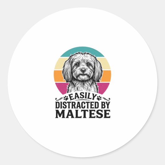 マルチーズのビンテージ犬デザインに惑わされる_1 ラウンドシール (正面)