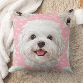 マルチーズのプードル犬の柄 クッション (ブランケット)
