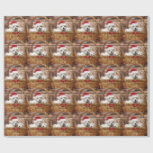 マルチーズの子犬がクリスマスのバスケットに ラッピングペーパー (フラット)