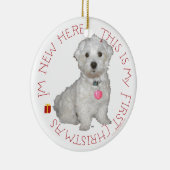 マルチーズの子犬の最初のクリスマス セラミックオーナメント (右)