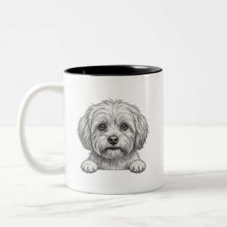 マルチーズの子犬 コーヒーマグ | かわいい犬好きへのギフト ツートーンマグカップ