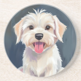 マルチーズの子犬 | 白い犬の絵 コースター
