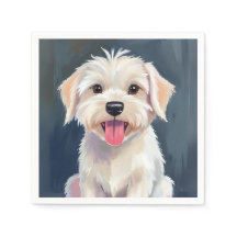 マルチーズの子犬 白い犬の絵