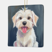 マルチーズの子犬 | 白い犬の絵 セラミックオーナメント (左)