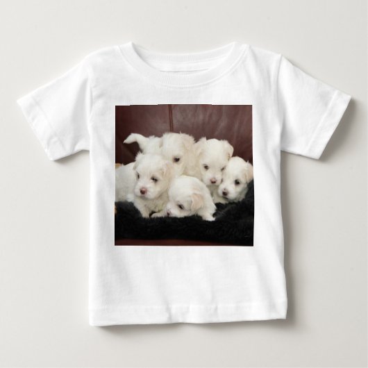 マルチーズの子犬 – Tシャツを着た5人 ベビーTシャツ (正面)
