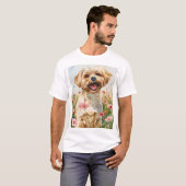 マルチーズの水彩画 メンズTシャツ Tシャツ (正面フル)